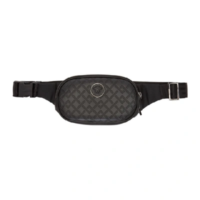 Versace Logo Leather Belt Bag In Dnnub Black