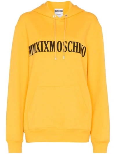 Moschino Logo-embroidered Oversized Hoodie In 5039 Yellow
