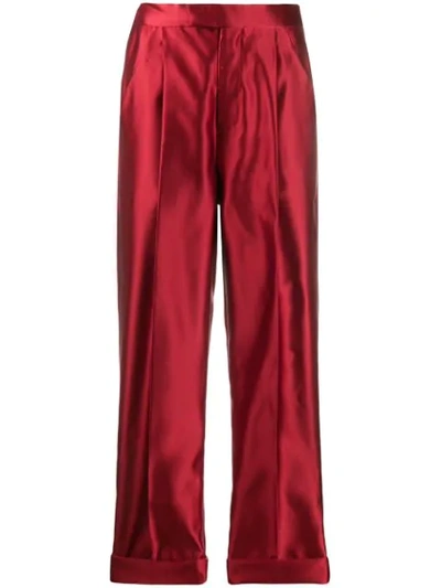 Tom Ford Silk High-waisted Trousers In Red