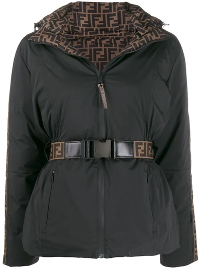 Fendi Rama Reversible Ff-print Shell-down Ski Jacket In Black