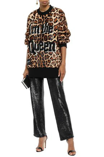 Dolce & Gabbana Embellished Leopard-print Calf Hair Sweatshirt In Animal Print
