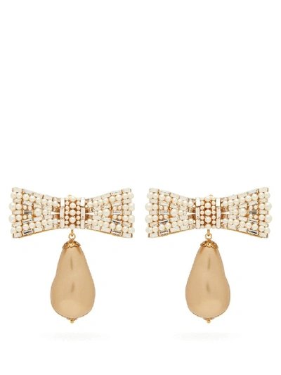 Dolce & Gabbana Bow Faux-pearl And Crystal Clip Earrings In Not Applicable