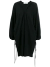 Lanvin Oversized V-neck Dress In Black