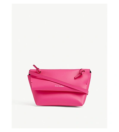 Acne Studios Fluorescent Mini Leather Shoulder Bag In Fluo Pink