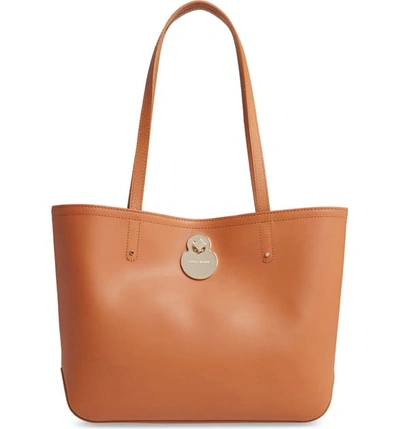 Longchamp Cavalcade Medium Leather Tote In Natural/pale Gold