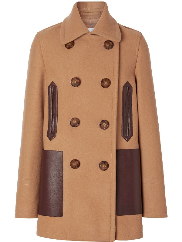 burberry wool blend pea coat