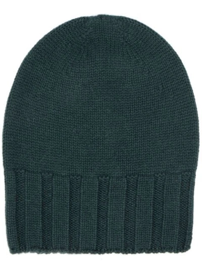 Drumohr Cashmere Knitted Beanie Hat In 497 Green