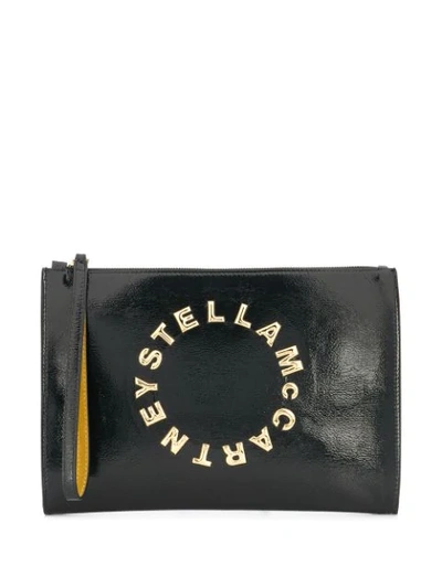Stella Mccartney Logo Clutch Bag In Black