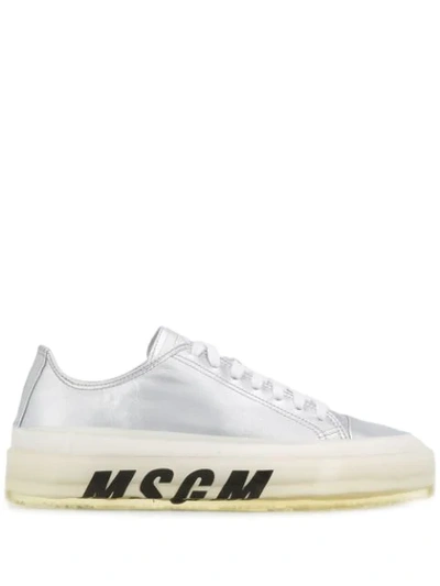 Msgm Women's 2741mds72516690 Silver Leather Sneakers