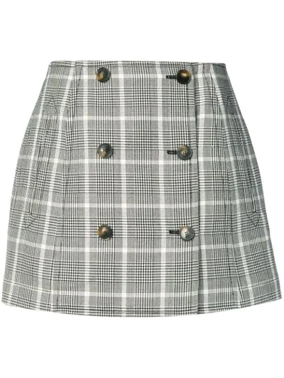 Stella Mccartney Prince Of Wales Checked Wool Mini Skirt In Black
