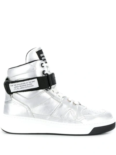 Msgm Hi-top Strap Trainers In Silver