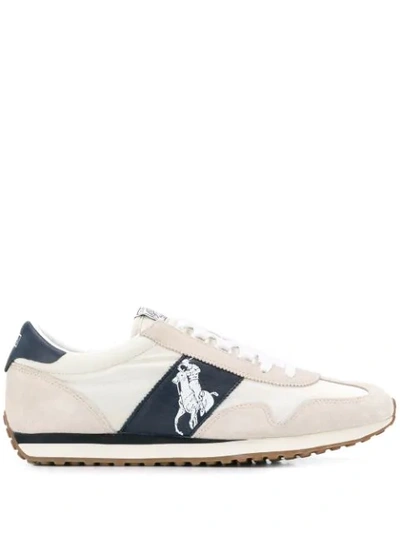 Polo Ralph Lauren Leather Polo Logo Sneakers In Neutrals