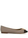 Tory Burch Chelsea Cap-toe Ballerinas In Grey