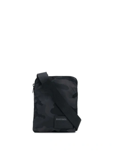 Diesel Pocket Messenger Bag In Black