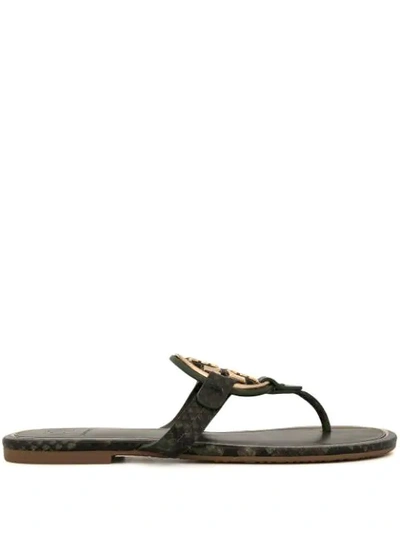 Tory Burch Miller Leather Logo Sandals In Green