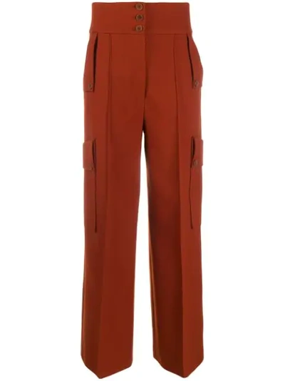 Stella Mccartney High-waisted Wide-leg Trousers In Brown