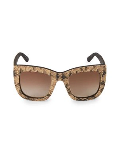 Stella Mccartney 48mm Snake-print Semi Cat Eye Sunglasses In Beige Brown
