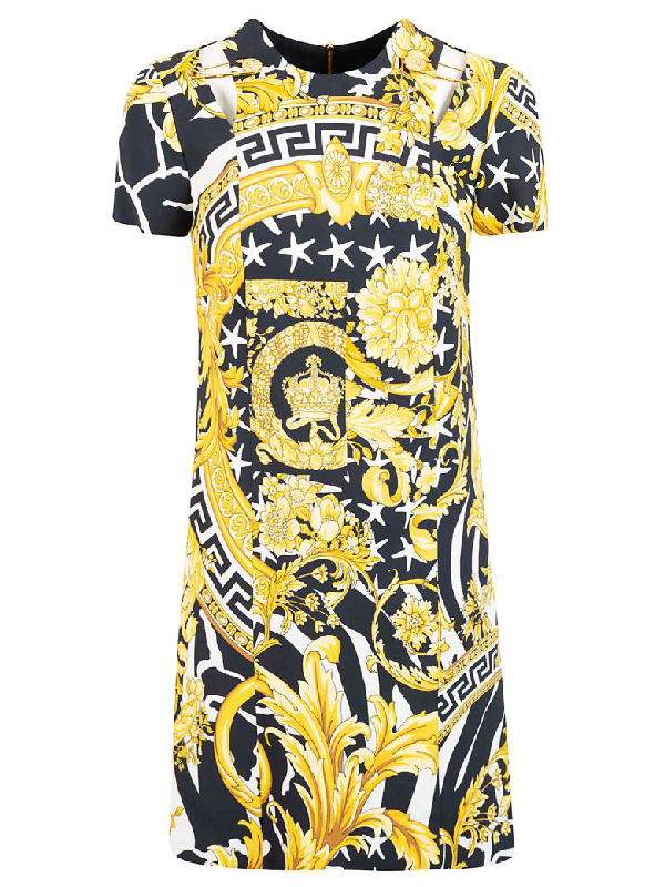 Versace Allover Print Dress In Multicolor | ModeSens