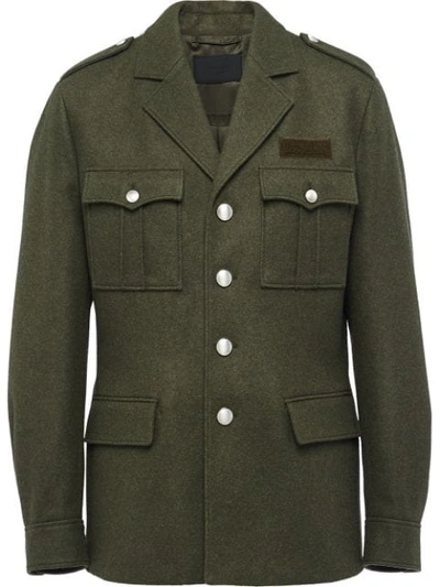 Prada Flap Pockets Military Jacket In Green