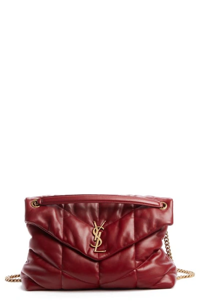 Saint Laurent Medium Loulou Puffer Quilted Leather Crossbody Bag In Rouge Opium