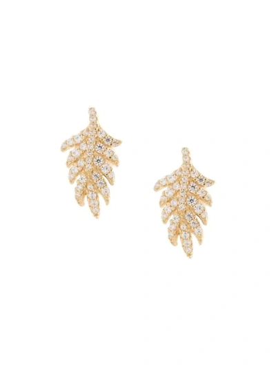 Apm Monaco Crystal Leaf Stud Earrings In Gold