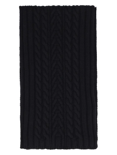 Moncler Cable-knit Scarf In Black