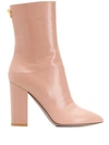 Valentino Garavani Ringstud Ankle Boots In Pink