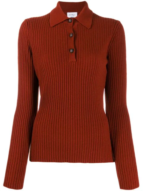 long sleeve knitted polo