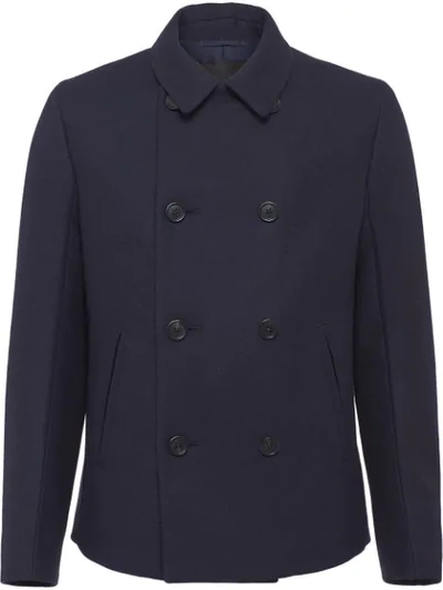 Prada Double Cloth Jacket In Blue