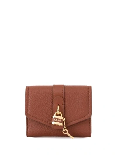 Chloé Women's Mini Aby Leather Wallet In Sepia Brown