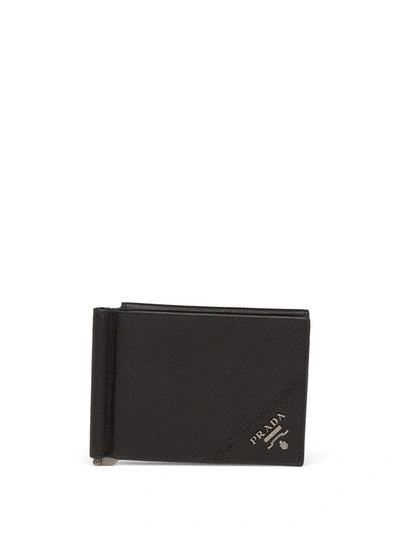 Prada Saffiano Leather Bi-fold Wallet In Black