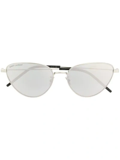 Saint Laurent Jerry Cat-eye Silver-tone Mirrored Sunglasses