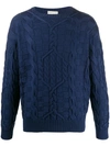 Etro Treccia Round Neck Jumper In Blue