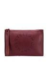 Stella Mccartney Large Perforated-logo Clutch In Red