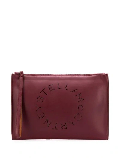Stella Mccartney Large Perforated-logo Clutch In Red
