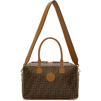 Fendi Brown Small 'forever ' Boston Bag In F15wo Camel