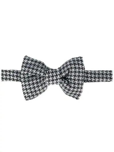 Tom Ford Houndstooth Pattern Bow In Black