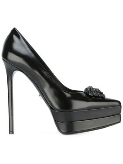 Versace Platform Toe Stilettos In D41 Noir