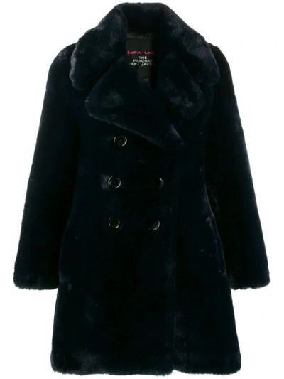 Marc Jacobs Sophia Loves The Faux Fur Peacoat In Blue