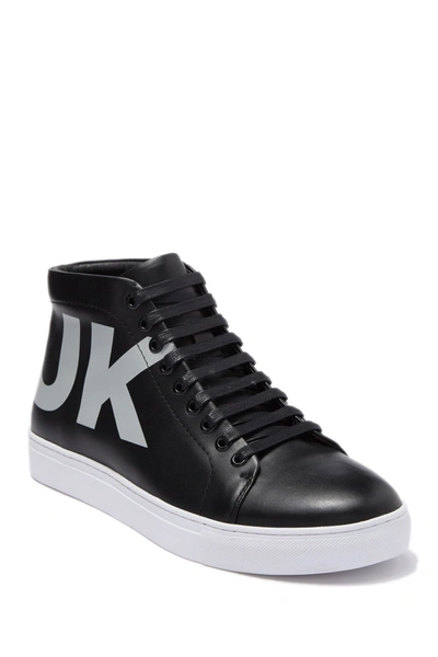 French Connection Triomphe Leather High-top Sneakers In Black