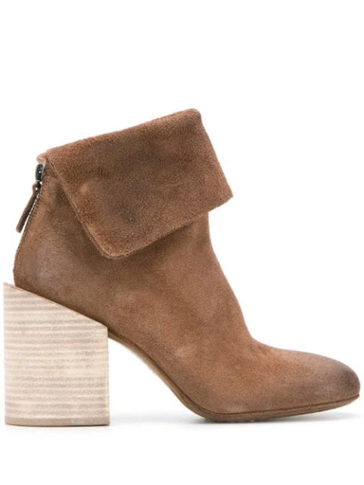 Marsèll Textured Block Heel Boots In Brown
