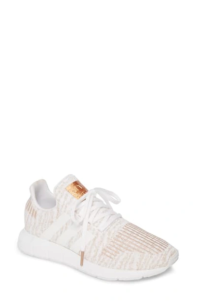 Adidas Originals Women's Swift Run Knit Low-top Sneakers In White/ Copper Metallic/ White
