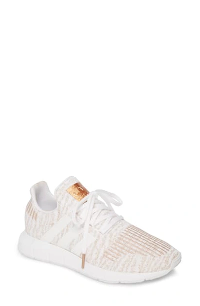 Adidas Originals Women's Swift Run Knit Low-top Trainers In White/ Copper Metallic/ White