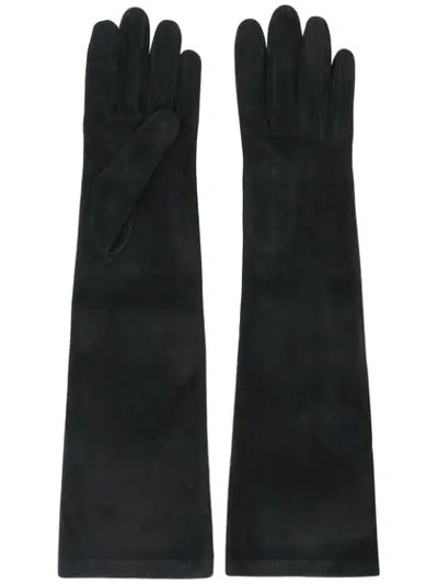 Alberta Ferretti Long Suede Gloves In Black