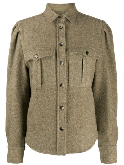Isabel Marant Florrie Brushed Wool-blend Shirt In Army Green
