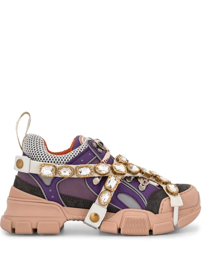 Gucci Flashtrek Embellished Sneakers In Purple