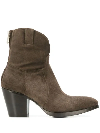 Rocco P Block Heel Ankle Boots In Grey
