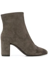 Del Carlo Block Heel Ankle Boots In Grey