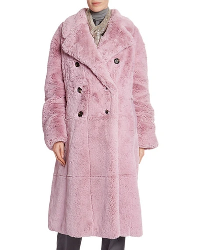 Tom Ford Faux-fur Double-breasted Big Coat In Light Pink