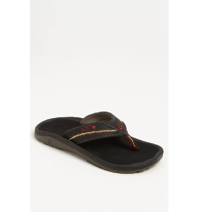 Olukai Men's Kia'i Ii Thong Sandals In Black/ Black